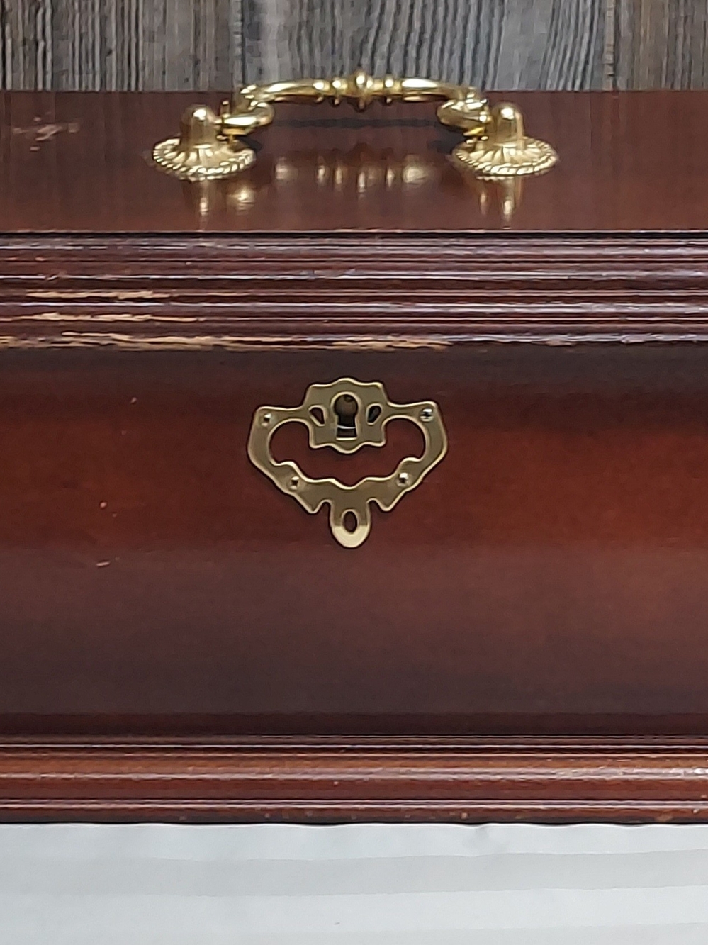 Vintage-Style Mahogany Jewelry Box with Brass Hardware